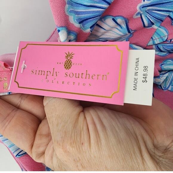 New NWT SIMPLY SOUTHERN Cut Out Dress Sea Shell Ruffle Maxi Dress Large - Picture 8 of 10